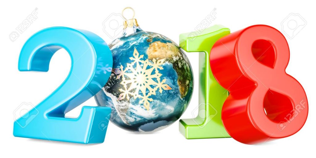 90660552-bonne-année-2018-avec-boule-de-noël-en-forme-de-globe-terrestre-et-de-flocon-de-neige-rendu-3d